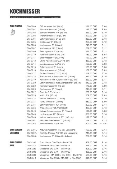 KAI Preisliste 09.2012 - Welt-der-Messer.ch