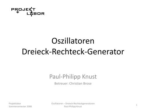 Oszillatoren Dreieck-Rechteck-Generator - Projektlabor
