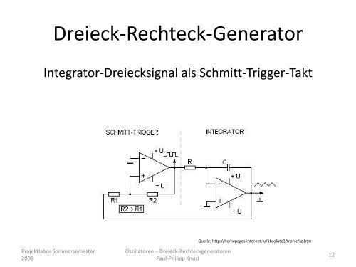 Oszillatoren Dreieck-Rechteck-Generator - Projektlabor