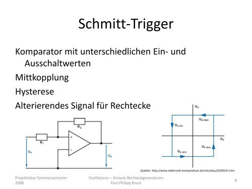 Oszillatoren Dreieck-Rechteck-Generator - Projektlabor