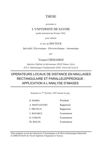 l'universite de savoie operateurs locaux de distance en maillages ...