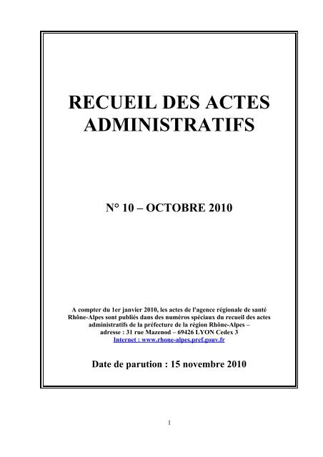 recueil des actes administratifs n° 10 – octobre 2010
