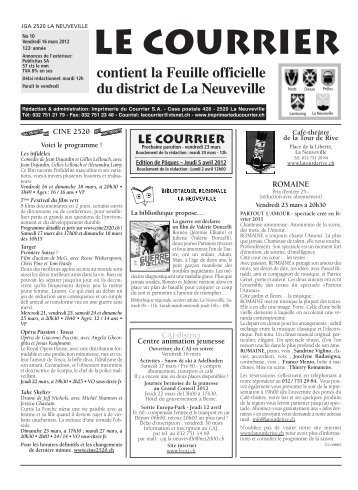 No 10 - 16 mars - Imprimerie du Courrier, La Neuveville