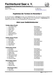 Bericht Turnier im November 2011 - Fechterbund Saar
