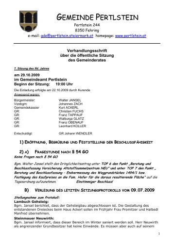 Protokoll vom 29.10.2009 (122 KB) - .PDF - Pertlstein