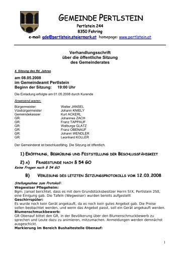 Protokoll vom 08.05.2008 (81 KB) - .PDF - Pertlstein