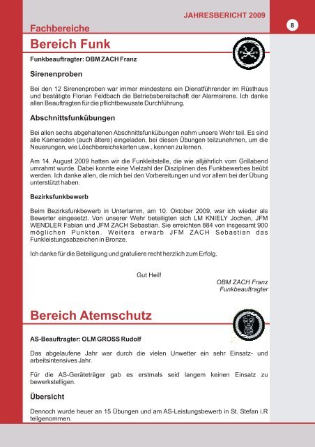 Der Jahresbericht 2009 - Freiwillige Feuerwehr Pertlstein
