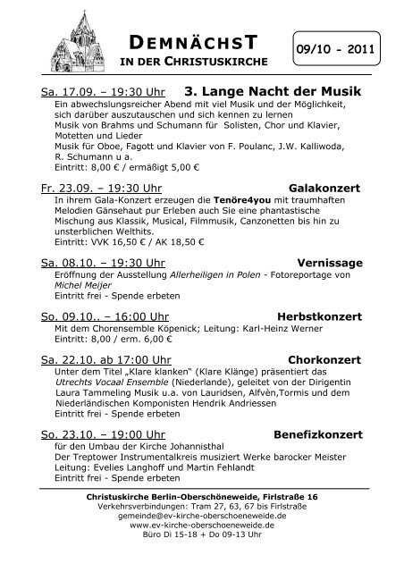 September und Oktober - Evangelische Kirchengemeinde ...