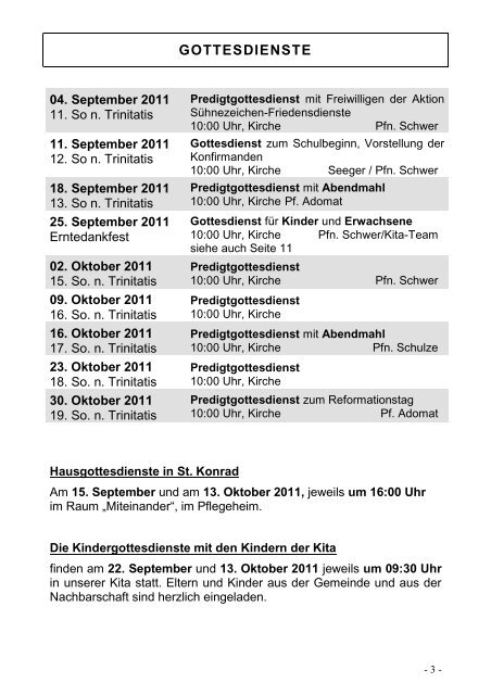 September und Oktober - Evangelische Kirchengemeinde ...