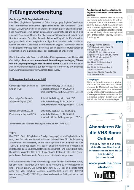 Programmheft 1/13 - Volkshochschule Bonn