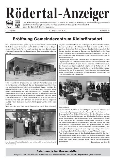 Eröffnung Gemeindezentrum Kleinröhrsdorf - bei Stadtmax.de