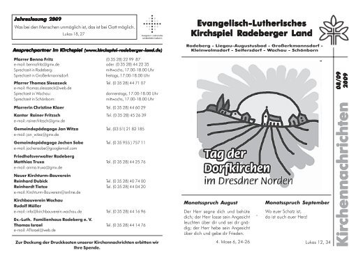 Kirchennachrichten - Kirchspiel Radeberger Land