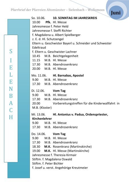 Pfarrbrief der Pfarreien Altomünster – Sielenbach ... - Gratis Webserver