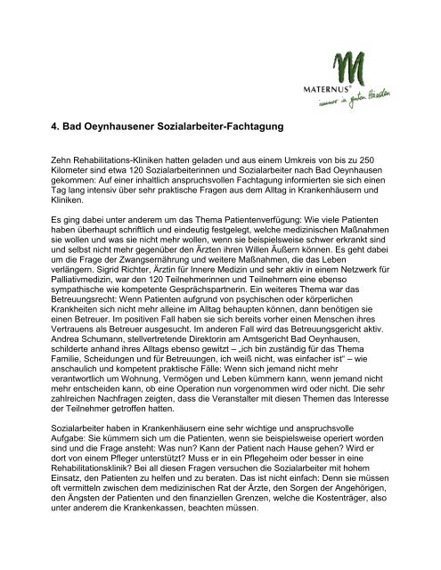 Download Pressemitteilung - MATERNUS-Klinik Bad Oeynhausen