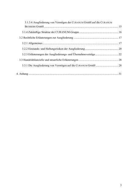 Bericht des Vorstandes - Curanum