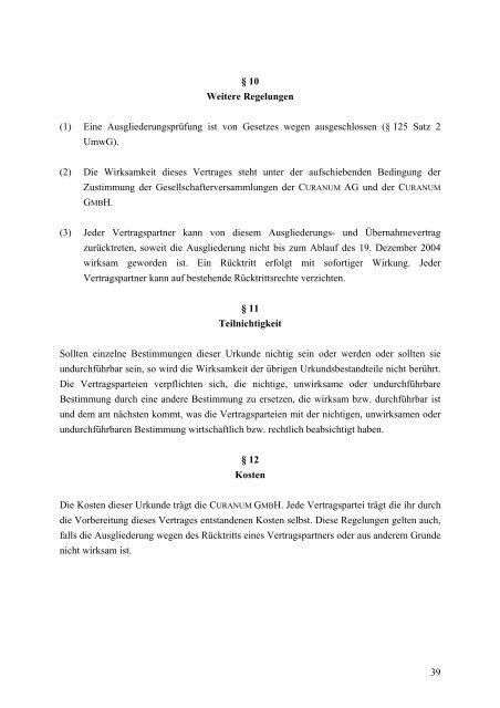 Bericht des Vorstandes - Curanum