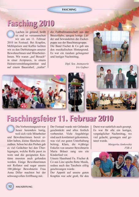 Hauszeitung 1. Ausgabe 2010 (4,0 MB Download - Altenheime der ...
