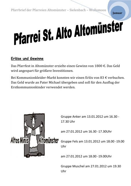 Pfarrbrief der Pfarreien Altomünster – Sielenbach ... - Gratis Webserver