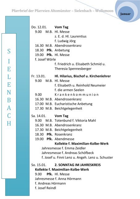 Pfarrbrief der Pfarreien Altomünster – Sielenbach ... - Gratis Webserver