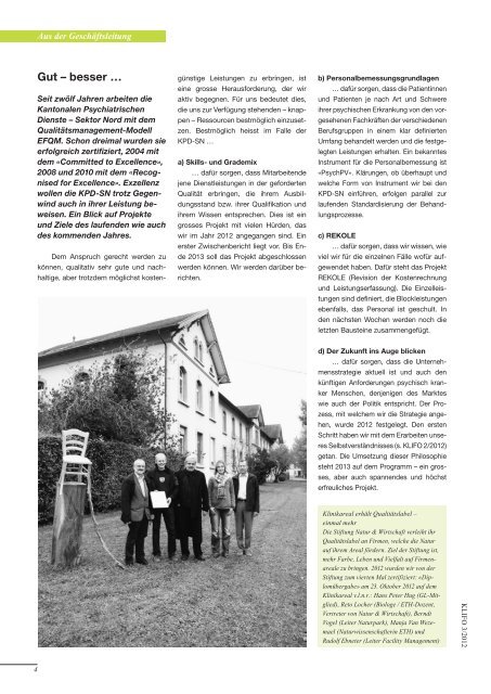 Aktuelle Hauszeitschrift KLIFO (erscheint 3-mal Jährlich) - Kantonale ...