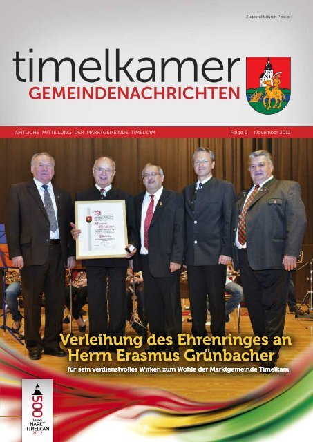 Verleihung des Ehrenringes an Herrn Erasmus Grünbacher