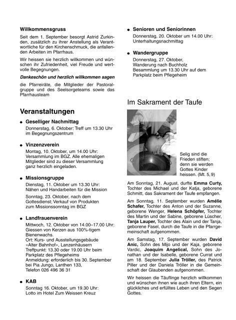 Pfarrblatt Nr. 10 - Pfarrei Schmitten