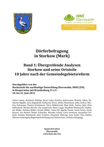 Dörferbefragung in Storkow (Mark) Band 1 - HNE Eberswalde