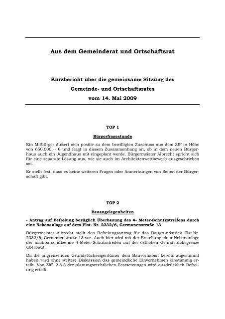 Aus dem Gemeinderat und Ortschaftsrat - Wellendingen