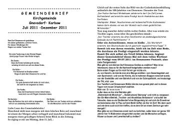 GEMEINDEBRIEF Kirchgemeinde Gnevsdorf ... - Kirche Gnevsdorf
