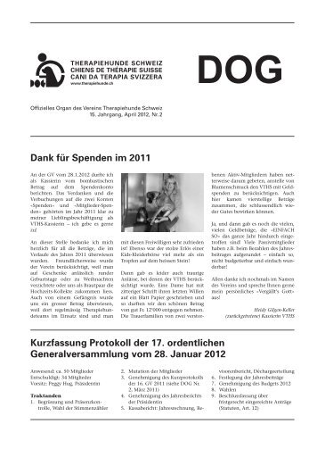 2012, Nr. 2 April (PDF, 1.3 MB) - Verein Therapiehunde Schweiz