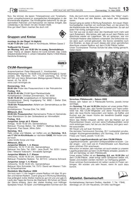 Publ renningen Issue kw20 Page 1 - Stadt Renningen