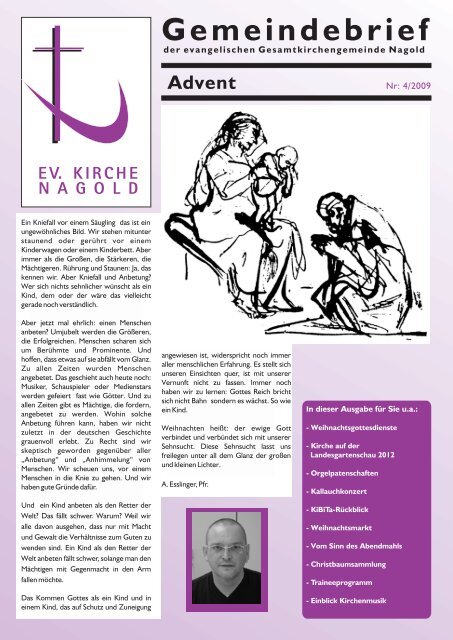 Gemeindebrief 4/2009 - Evangelische Gesamtkirchengemeinde ...