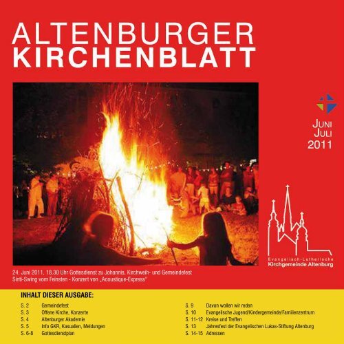 Inhalt dIeser ausgabe: - Kirchgemeinde Altenburg