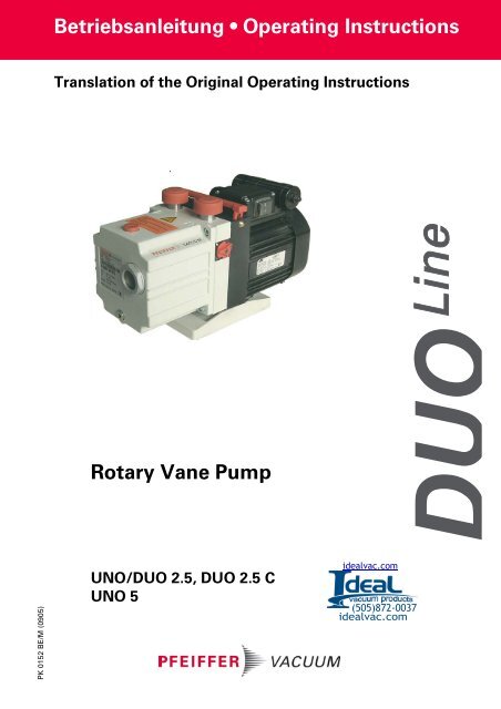 Pfeiffer Duo 2.5 Vacuum Pump - Conquer Scientific