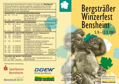 WINZERFEST AM BÜRGERWEHRBRUNNEN ... - Bensheim