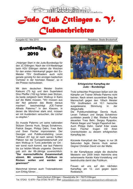 Cn Ausg 62 05 2010 Judo Club Ettlingen Ev