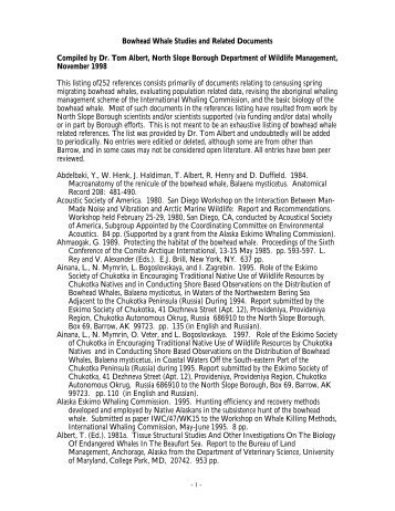 bibliography of bowhead whale studies - Arctic Research ...