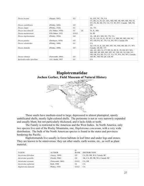 A Guide for Terrestrial Gastropod Identification - University of ...