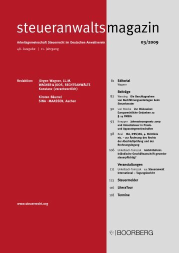 steueranwalts magazin - Wagner-Joos Rechtsanwälte