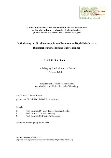optimierung der strahlentherapie von tumoren im kopf hals