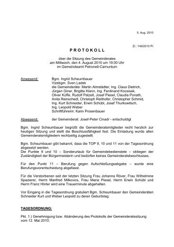 Gemeinderatssitzung (22 KB) - .PDF - Gemeinde Petronell-Carnuntum