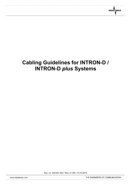 Cabling Guidelines for INTRON-D - Industronic