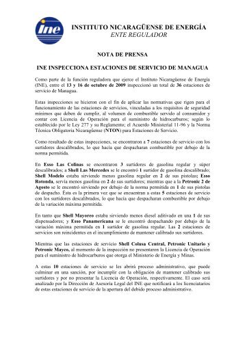 INE inspecciona estaciones de servicio de Managua - Instituto ...