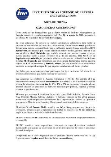 Cinco gasolineras de Managua despachaban menos combustibles ...