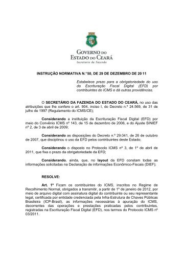 INSTRUÇÃO NORMATIVA N.° 50, DE 29 DE DEZEMBRO ... - CRC-CE