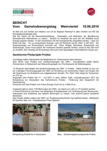 BERICHT Vom Gemeindeenergietag Weinviertel 10.06.2010 - Prottes