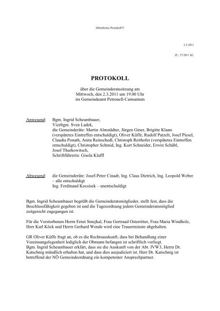 (70 KB) - .PDF - Gemeinde Petronell-Carnuntum