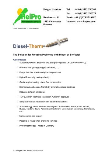 HeiPro Fuel Heater Diesel Therm