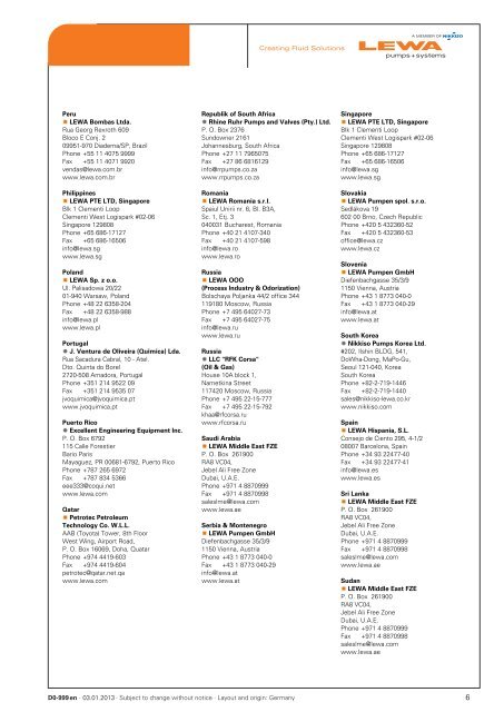 LEWA locations worldwide