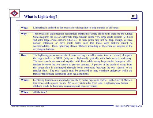 Lightering 101 - Introduction to Lightering ... - Teekay Shipping